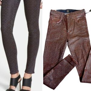 NWT Citizens of Humanity Rocket High Rise Skinny Coated Jeans Lhasa Red Size 27